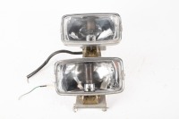 SPOTLIGHTS: Two halogen spotlights fixed to bracket to suit chopper, lights 7.5cm high, 14.5cm wide
