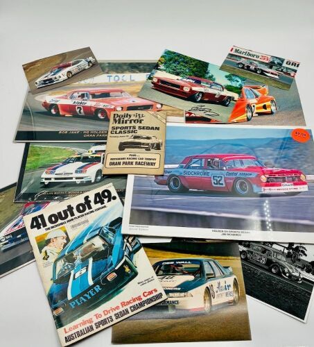SPORTS SEDAN: A group of colour photographs of various Australian Sports Sedans, including one signed by Bob Jane together with an original race programme for the Daily Mirror Sports Sedan Classic at Oran Park on June 20, 1976 [Location: Sydney]