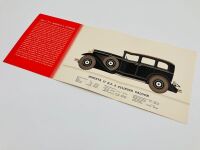 MINERVA: A six-page fold-out Sales Brochure for hte 1932 model 17hp six-cylinder model, English text - 6