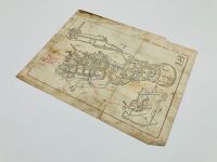 FERRARI: A Ferrari 225 Sport engine assembly diagram, single page for 0160ED, together with a framed colour photograph of that car at Pebble Beach with Kerry Manolas in 1984, 85cm x 61cm - 3