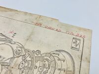 FERRARI: A Ferrari 225 Sport engine assembly diagram, single page for 0160ED, together with a framed colour photograph of that car at Pebble Beach with Kerry Manolas in 1984, 85cm x 61cm - 4