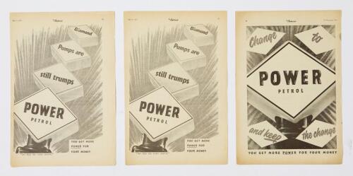 POWER PETROL: Power Petrol press advertisement - Diamond Pumps are still trumps" 1953