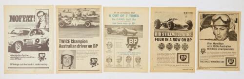BP: Five BP Motor sport advertisements featuring the greats of the late 50-60's - Stilwell, Patterson, Mildren , Lukey, Davison, Bartlett, Moffat, Hamilton
