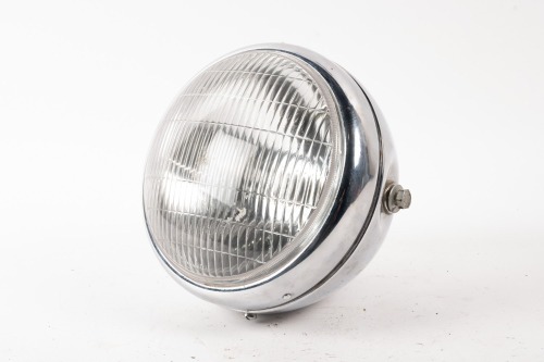 HEADLIGHT: A replica Lucas style chrome headlight, lens diameter 18cm