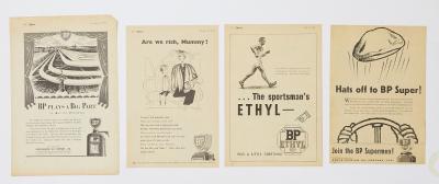 BP: A collection of four BP advertisements from 'The Motor' ranging from 1939 - 1951. Includes post war rationing.