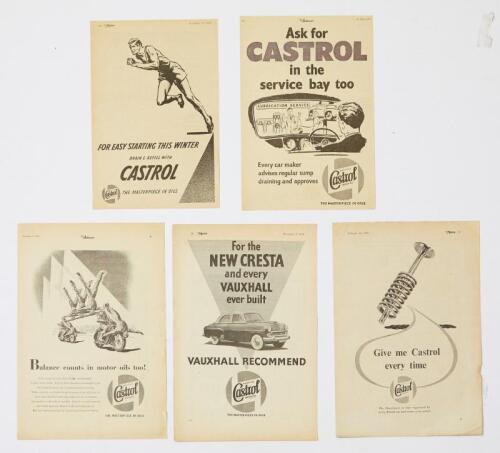 CASTROL: Four Castrol "The Masterpiece in Oils" series press advertisementisements highlightin speed and balance