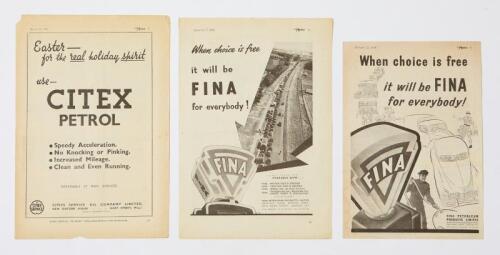 FINA: A Fina Press advertisements prior to the end of petrol pooling and including a Citex ad (later renamed Fina)