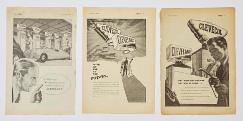 CLEVELAND: Two CLEVELAND and CLEVECOL advertisements looking forward to the end of petrol pooling