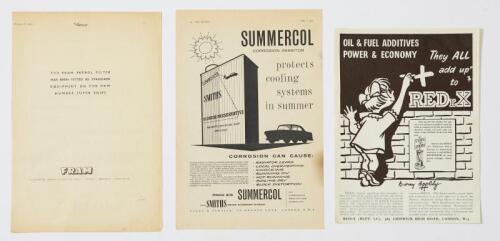 REDEX: Three Redex press advertisements drawn by Barry Appleyby, Summercol inhibitor as and Fram Petrol filters