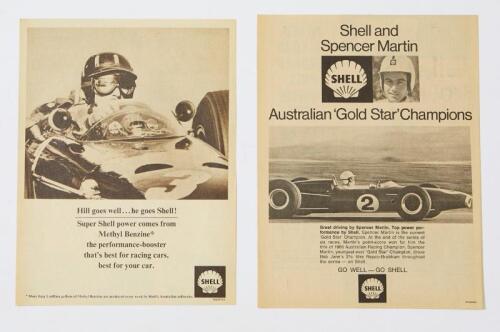 SHELL: Two Shell press advertisements features Graham Hill and Spencer Martin