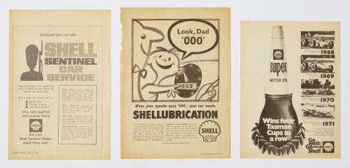 SHELL Three Shell press advertisements for Tasman Cup successes 1968-1971 and lubrication