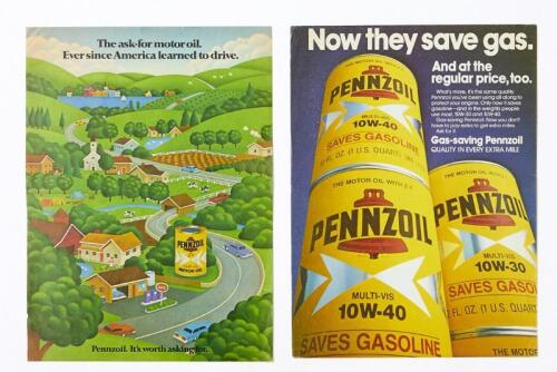 PENNZOIL: Two Pennzoil full colour press advertisements - its worth asking for