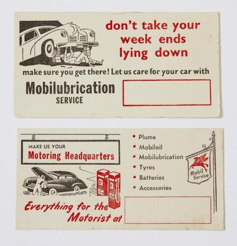 MOBIL: A pair of blank c1940s Mobil Service and Mobilubrication ink blotting cards.