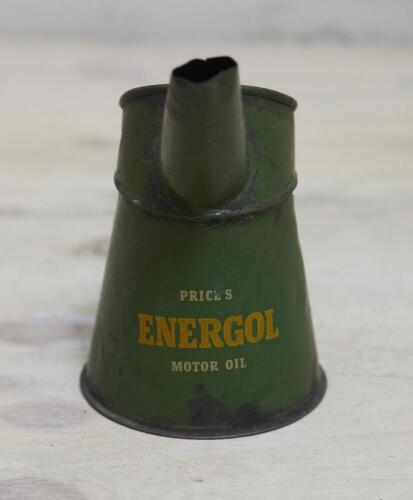 ENERGOL: An original steel one pint measure oil pourer with Price's Energol Motor Oil livery, 17cm high.