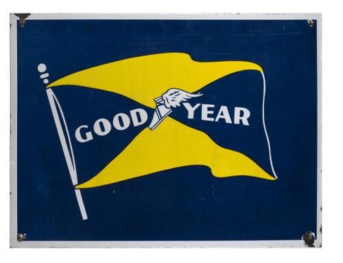 GOODYEAR: A original "GOODYEAR" enamel sign. Measures 46 cm x 61 cm