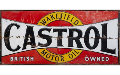 CASTROL: A large Castrol Wakefield Motor Oil 4-panelled embossed enamel Sign, 366x183cm.