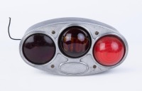 TAIL LAMP: A circa late 1920s three lens tail lamp, believed to suit Marmon, 25cm wide