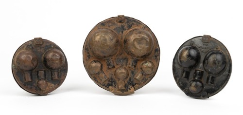 BULB HOLDERS: Three early automotive spare light globe holders, one branded 'The Atlantic Bulb Box', largest 14cm wide, two smaller holders both approx 10.5cm wide