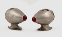 SPOT / SIDE LAMPS: Two Butlers Atlantic (UK) torpedo style spot / side or mount lamps, with large clear lens and small red lens to rear, both 11cm long - 2