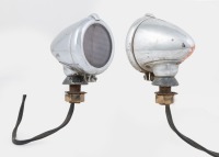 MOUNT LAMPS: Two small mount torpedo style lamps, lens diameter 5cm, length 8cm