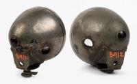 CAV LAMPS: Two CAV (England) side lamps with small red cut glass lens at rear, lens diameter 9cm - 2