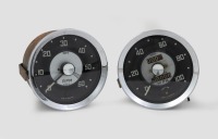 SMITHS: Two Smiths gauges, includes a 100 MPH speedometer with trip counter and 60000 RPM tachometer, lens diameter on both 9cm