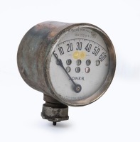 SPEEDOMETER: A circa 1920s Jones (USA) 60 MPH speedometer, lens diameter 7cm