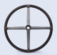 STEERING WHEEL: A circa 1920s or 1930s four spoke steering wheel, 45cm width, manufacturer unknown - 2