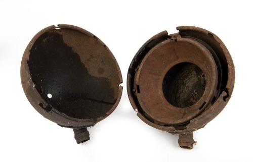 PHARES DUCELLIER: Two Phares Ducellier (France) headlamp buckets, width 22cm