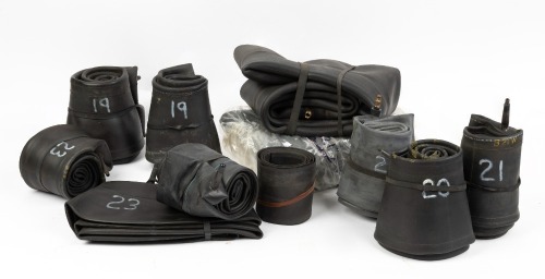 TYRE TUBES: A group of assorted tyre tubes, includes sizes 19, 20, 21, 21, and 23 inch