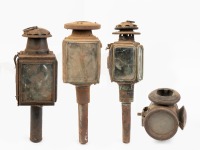 COACH LAMPS: A group of four mostly incomplete coach lamps