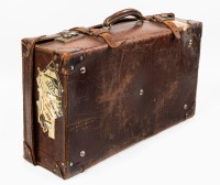 SUITCASE: A vintage bullock hide suitcase circa 1920s / 1930s, with leather straps & functioning locks. length 66cm, width 40cm, depth 18cm - 2