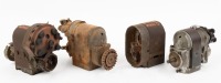 MAGNETOS: A group of four magnetos, includes a Simms G4 type, a Splitdorf model 'S', a Watford, and a B.T.H GA4 type