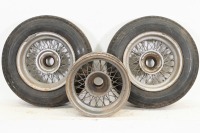 WIRE WHEELS: Three steel wire wheels, two fitted with Pirelli ST17 (6.00-16 load range) tyres, size believed to be 5 x 17 inch - 2