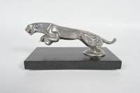 JAGUAR: A circa 1940s early bronze cast 'leaping Jaguar' mascot, to suit SS, MkIV and MkV, 20cm long, affixed to timber base