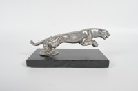 JAGUAR: A circa 1940s early bronze cast 'leaping Jaguar' mascot, to suit SS, MkIV and MkV, 20cm long, affixed to timber base - 3