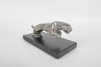 JAGUAR: A circa 1940s early bronze cast 'leaping Jaguar' mascot, to suit SS, MkIV and MkV, 20cm long, affixed to timber base - 5
