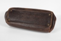 GLADSTONE TOOL BAG: A circa late 1800s early 1900s Gladstone (England) cow hide tool bag, adapted for vintage & veteran cars, 48cm long, 18cm wide, 15cm high - 3