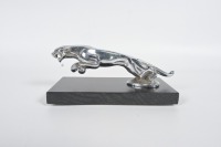 JAGUAR: A circa late 1940s Jaguar 'leaping Jaguar' mascot, to suit SS, MkIV & MkV, 20cm long, affixed to timber base