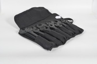 SPANNER SET: A circa 1900s to 1930s English made spanner set of varying sizes and manufacturers in modern canvas roll - 2