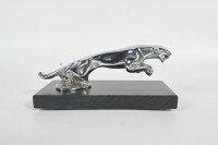 JAGUAR: A circa late 1940s Jaguar 'leaping Jaguar' mascot, to suit SS, MkIV & MkV, 20cm long, affixed to timber base - 3