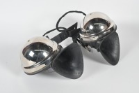 LUCAS HORNS: A pair of circa 1930s to 1950s Lucas horns bolted to mounting bracket, includes one high tone and one low tone horn