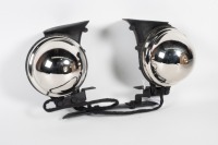 LUCAS HORNS: A pair of circa 1930s to 1950s Lucas horns bolted to mounting bracket, includes one high tone and one low tone horn - 2
