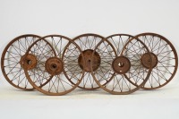 WIRE WHEELS: A group of five wire wheels, all approx 64cm in diameter and 6.5cm wide - 2