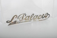 COACHBUILDER TAG: A circa 1920s or 1930s 'L. Palacio' Italian coachbuilders script badge, 15cm long - 2