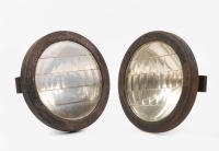 HEADLAMPS: A stirrup headlamp pair with 'Smithlens' lenses, lens width 20cm, believed to suit circa 1915 Overland model