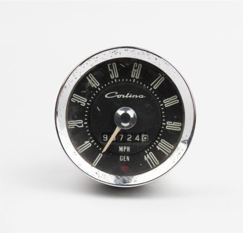 FORD CORTINA: A Ford Cortina Mk1 110 MPH speedometer with counter, lens diameter 8.5cm