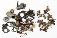 S.U. CARBURETTOR PARTS: A small tub of assorted S.U carburettor parts, also includes a bag of assorted brass joiners & connectors