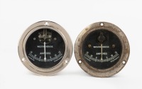 AMMETER GAUGES: Two circa 1920s Westinghouse Ammeter gauges, style 215882, overall diameter 9.5cm, lens diameter 6.5cm