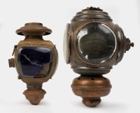 BRASS LAMPS: Two acetylene brass lamps